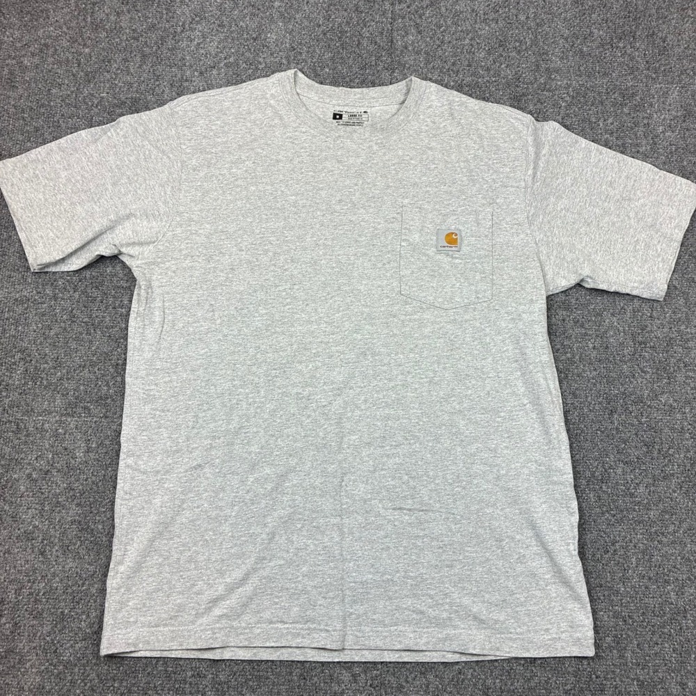 Carhartt Mens Size Medium Loose Fit Short Sleeve Pocket T-Shirt Heather Gray K87